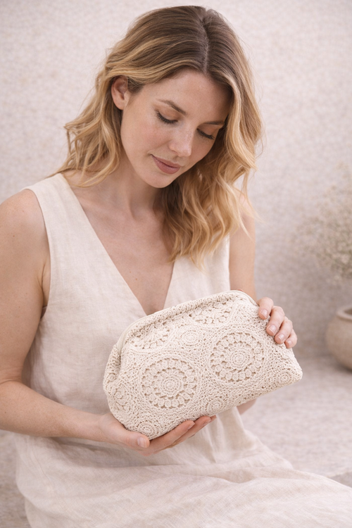 Bolso de Crochet Blanco Marfil