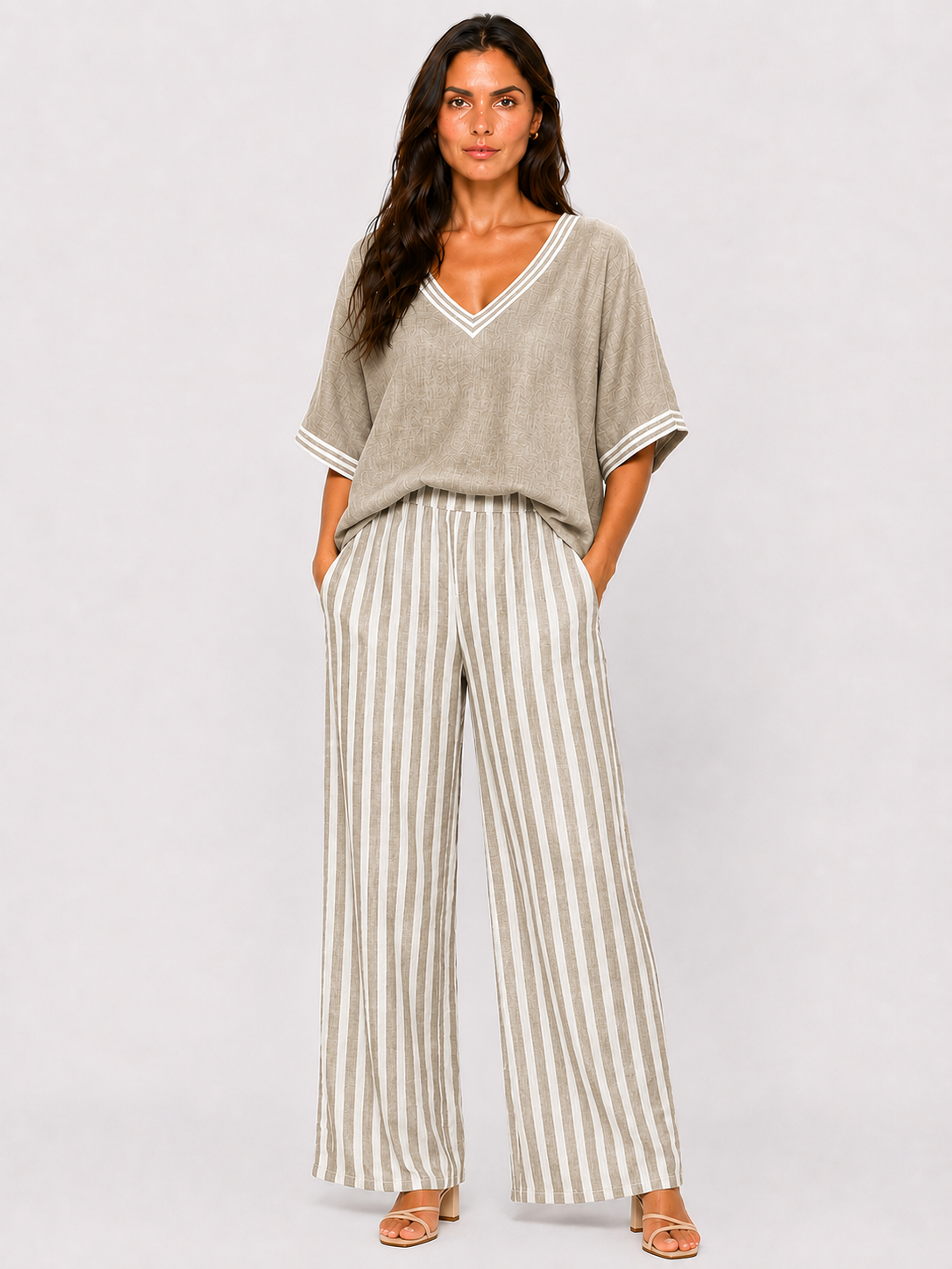 Conjunto de lino a rayas