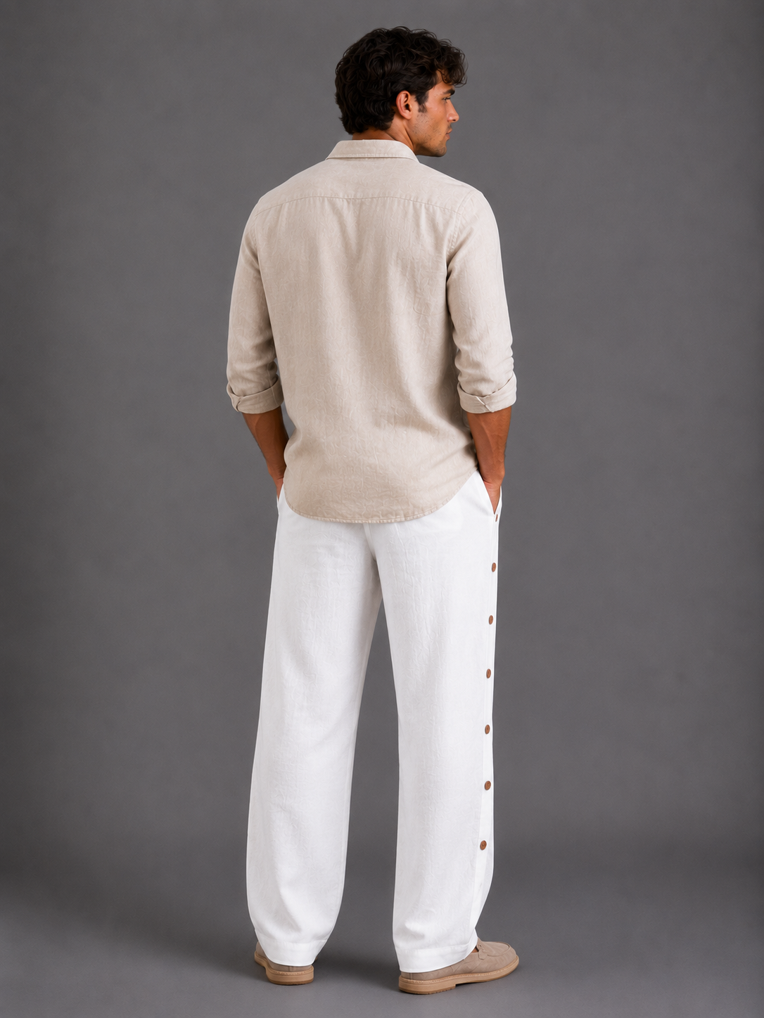 Pantalones Casuales de Lino y Algodón para Hombre