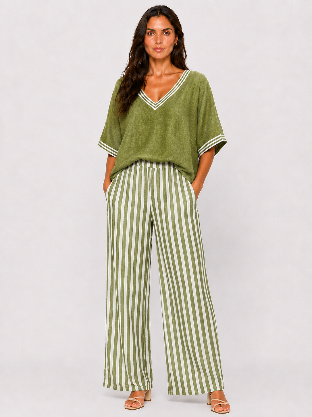 Conjunto de lino a rayas